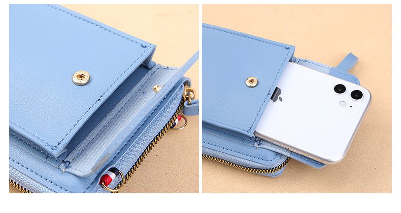 大容量雙層手機包/斜背包-粉红色 (19.5x11x4cm)