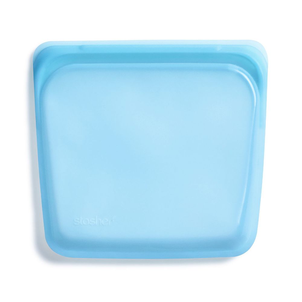 美國 Stasher - 食品級白金矽膠密封食物袋-方形-藍 (828ml)