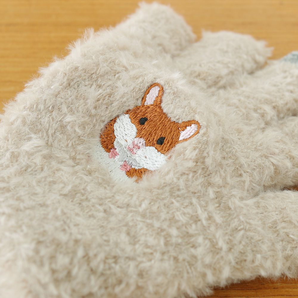 日本 TOMO - 兒童可觸控短絨保暖手套-倉鼠-杏