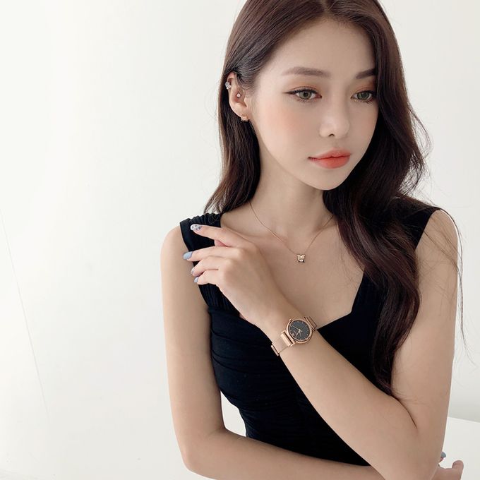 韓國 Soo&Soo - 綻放花型寶石耳釘耳環-轉珠-銀X白-單個