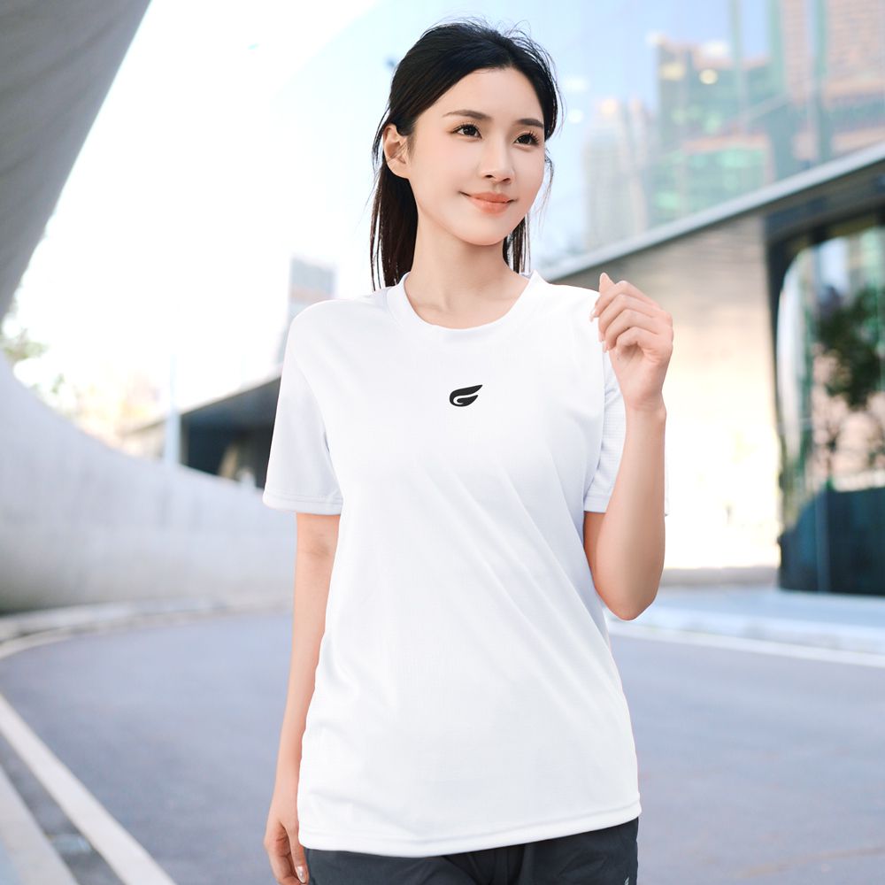 男女盾形速乾排汗衣-短袖款-白色