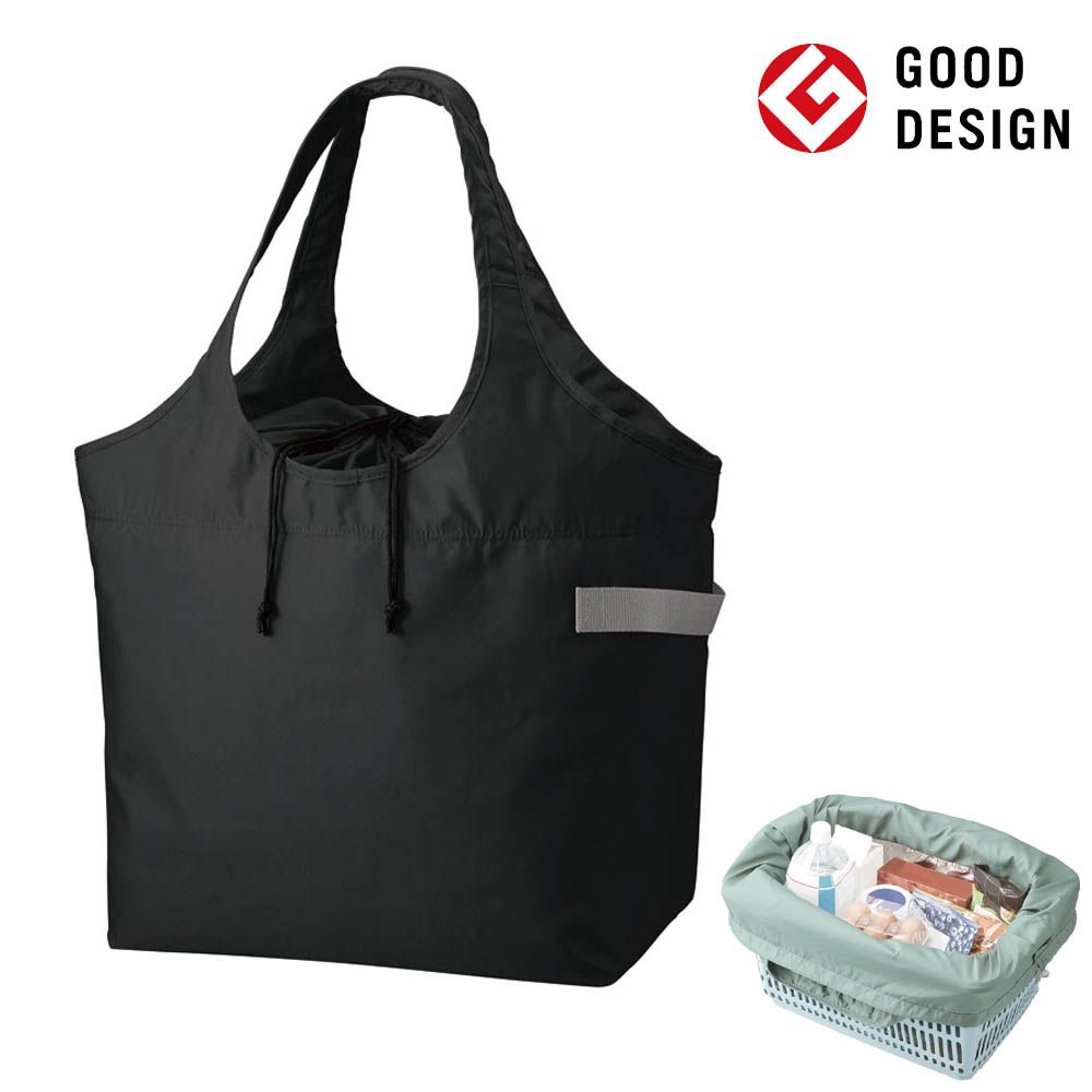 [人氣得獎]大容量折疊收納保冷肩背包/購物袋-炭黑 (30L)