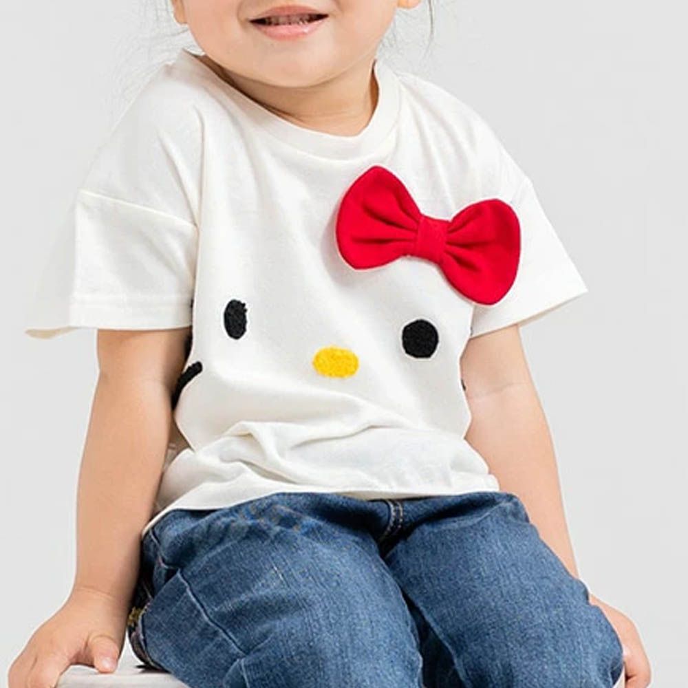 聯名款 100%純棉短袖上衣-卡通人物凱蒂貓-白