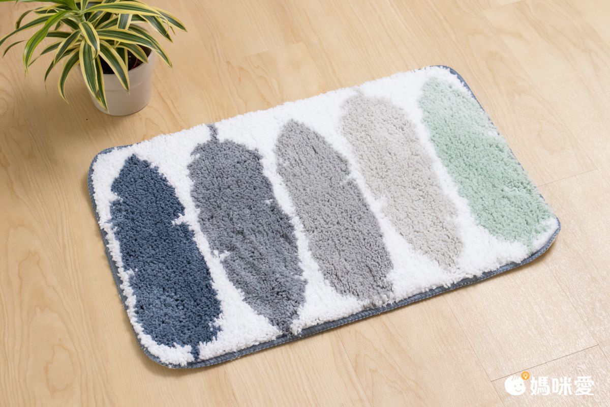 快速吸水植絨浴室腳踏墊-簡約條紋-灰色