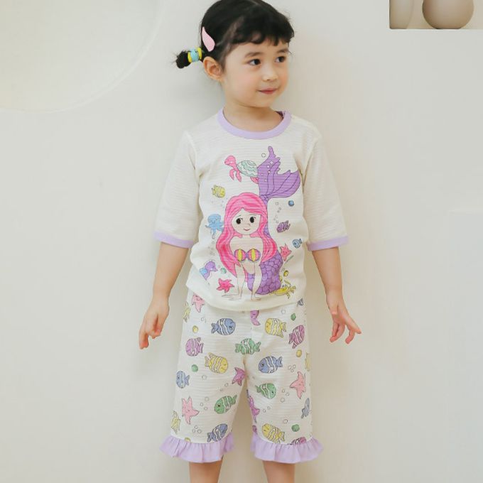 正韓 Puco - 超優質嬰幼兒/兒童七分袖100% 有機純棉家居服/睡衣-美人魚