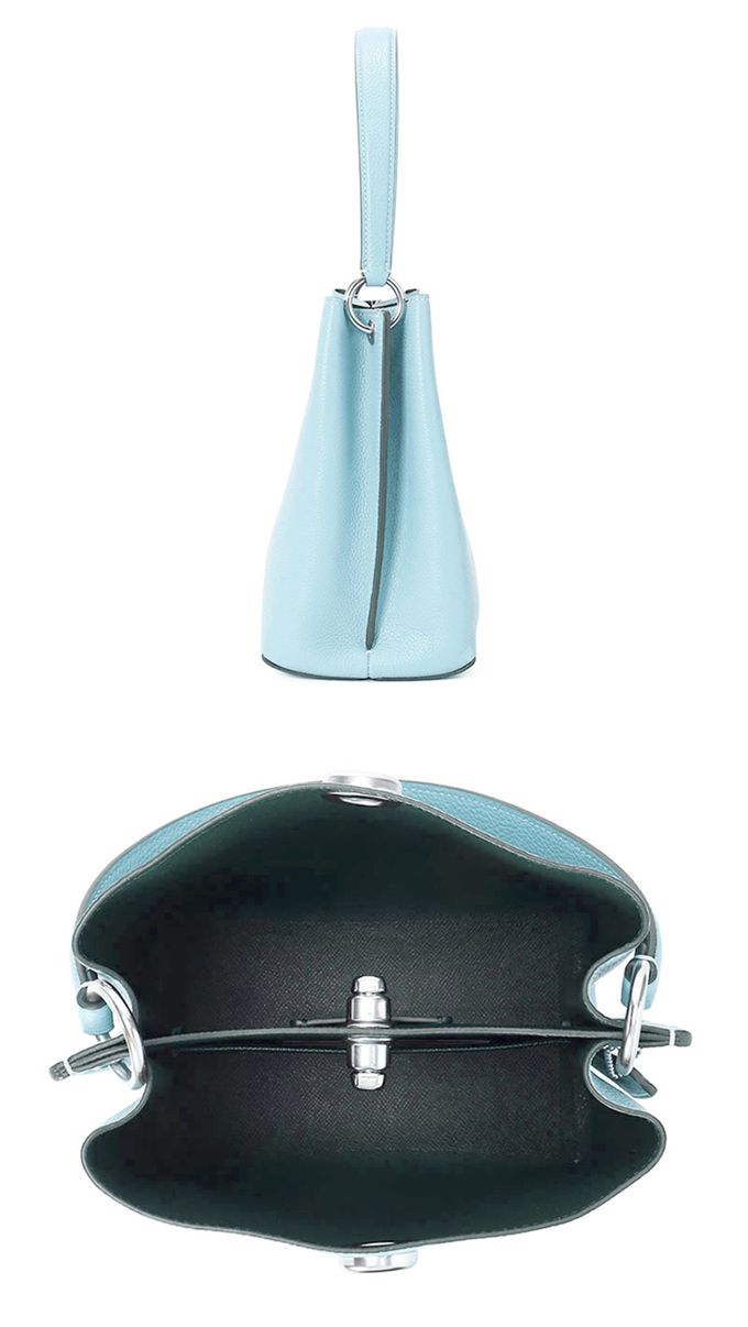 COACH - 素面皮革水桶包 (水藍)