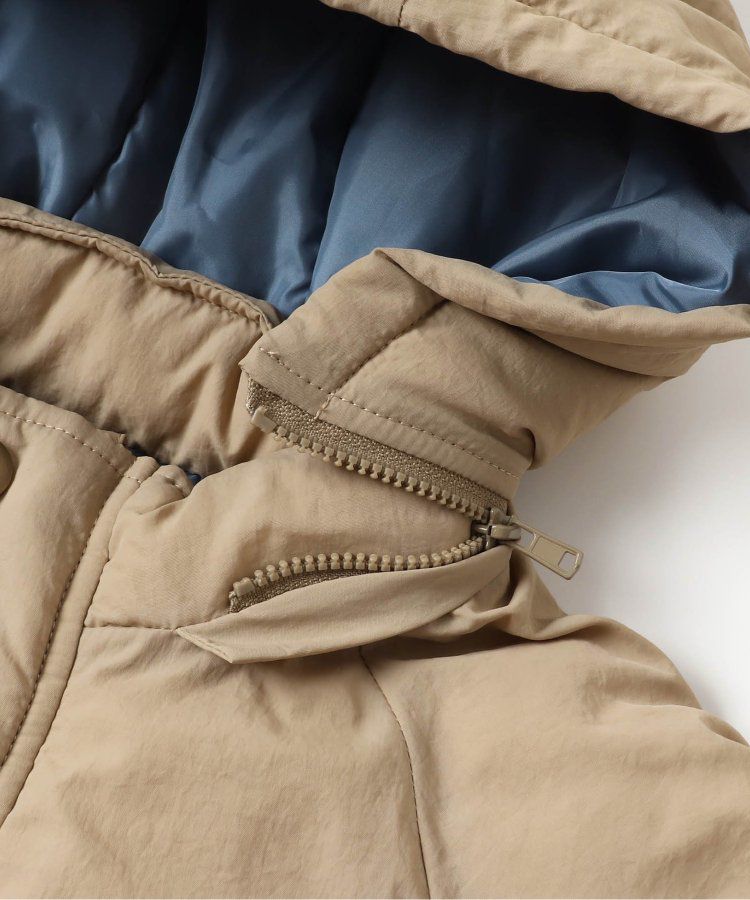 日本 BREEZE - 鋪棉保暖連帽外套-異色拼接-綠x藍