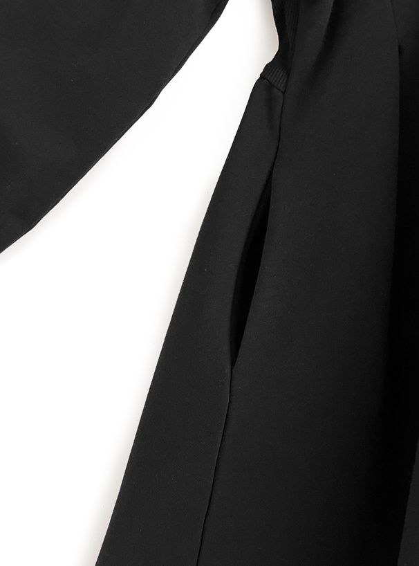 日本 GRL - 休閒感收腰連帽長袖洋裝-黑 (F)