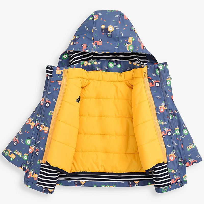 英國 JoJo Maman BeBe - 三合一多功能防水保暖外套-鴨鴨拖拉車