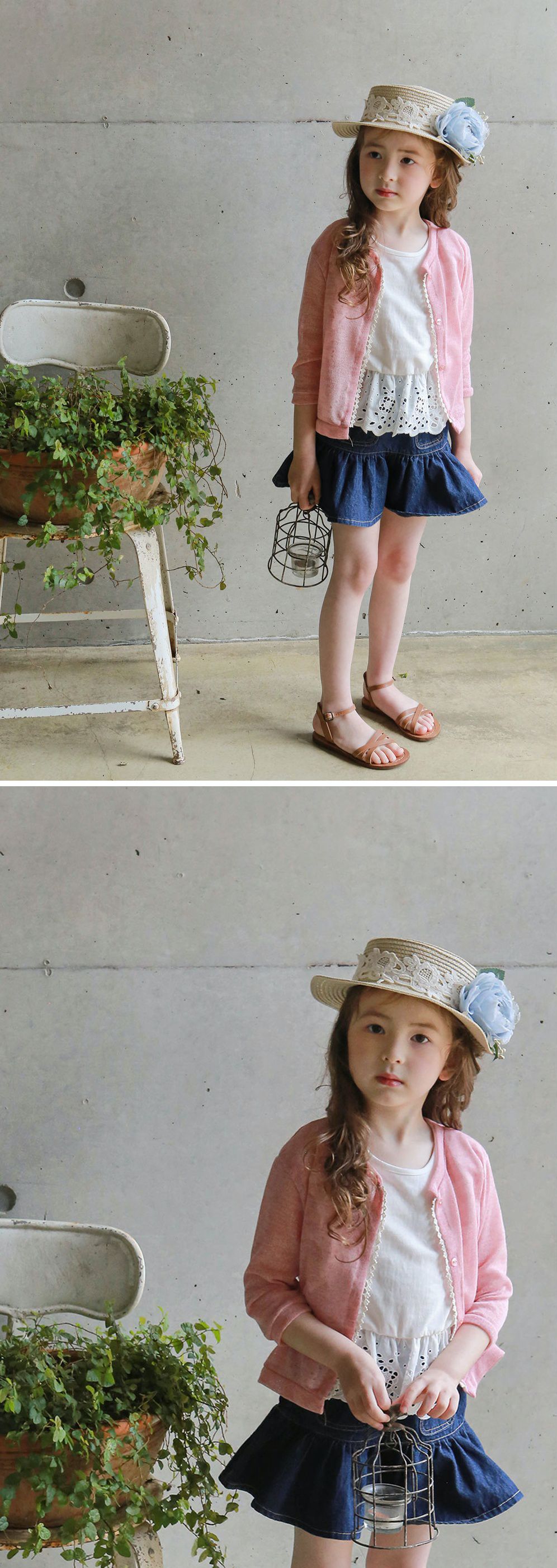 韓國 PuellaFLO - 荷葉下襬雙口袋牛仔裙-深藍