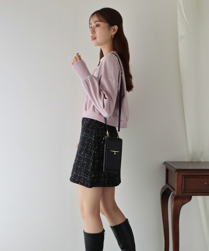 日本 BLUE EAST - 圓領百搭短版長袖上衣-草綠