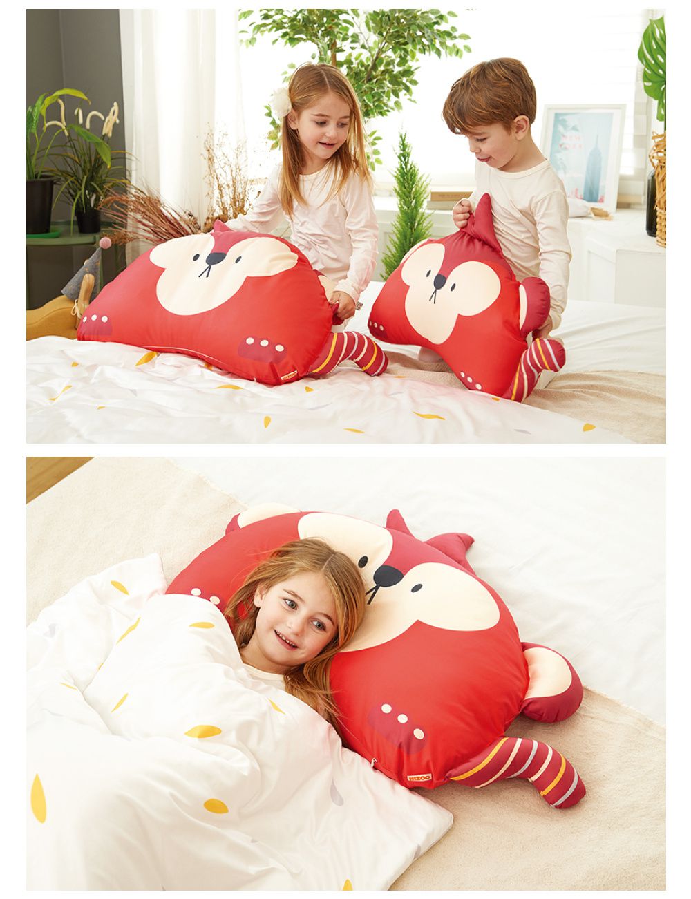 韓國 Hello HiZoo - 手工製動物夥伴防蟎抗菌兒童枕-偶像猴 (小W30xH50cm)