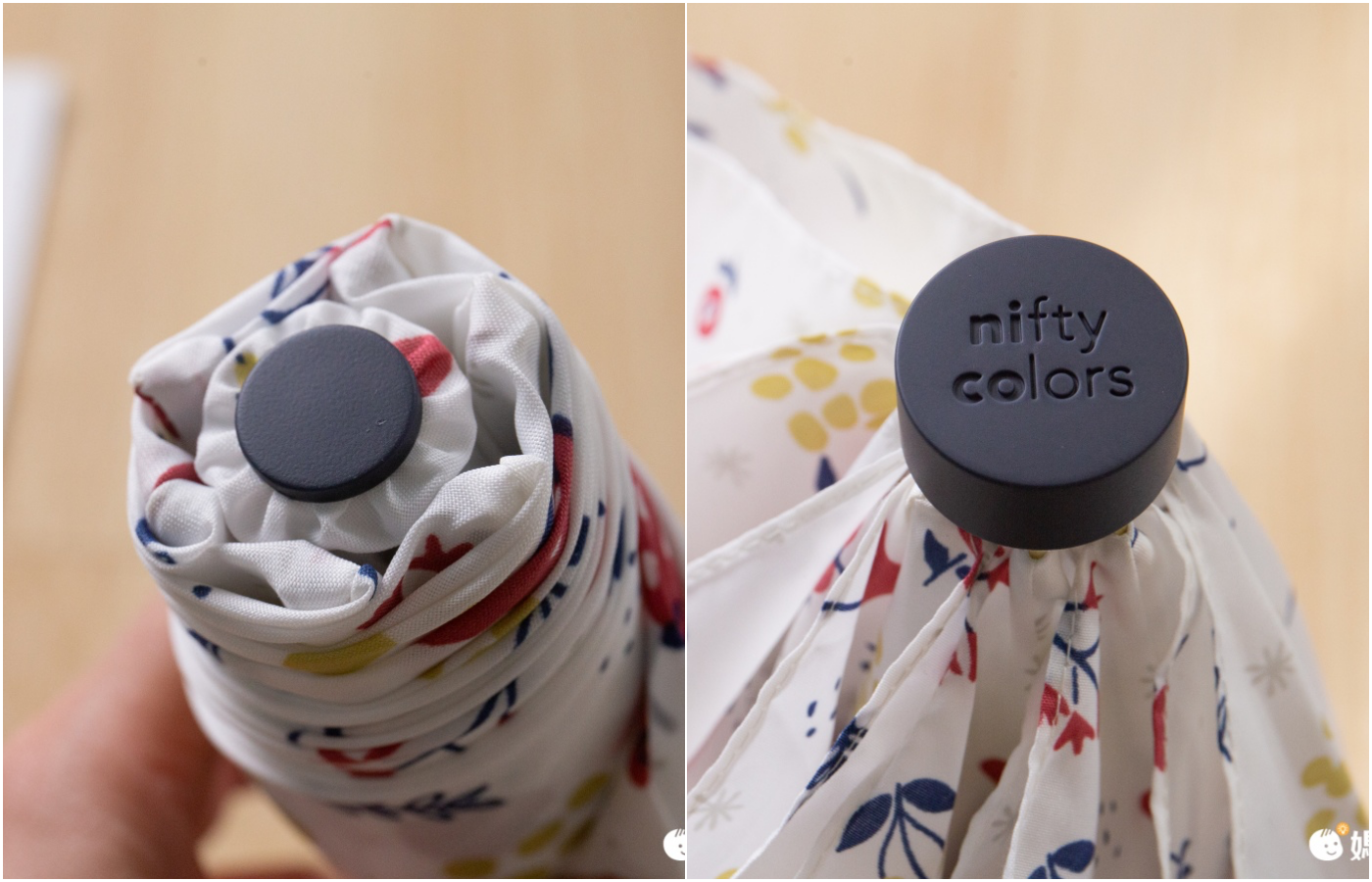 日本 nifty colors - 抗UV輕量 晴雨兩用折疊傘-美味櫻桃-陽光黃 (直徑98cm/195g)