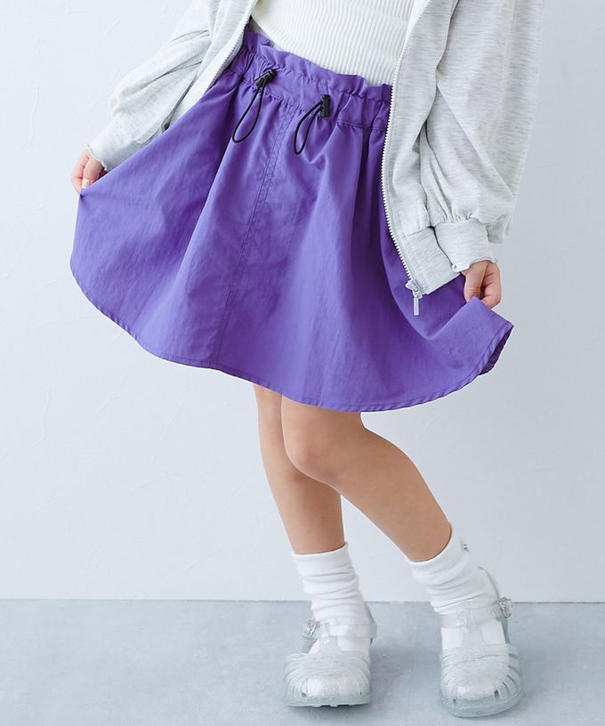 日本 devirock - 防潑水 尼龍抽繩短裙-(內襯安全褲)-灰藍