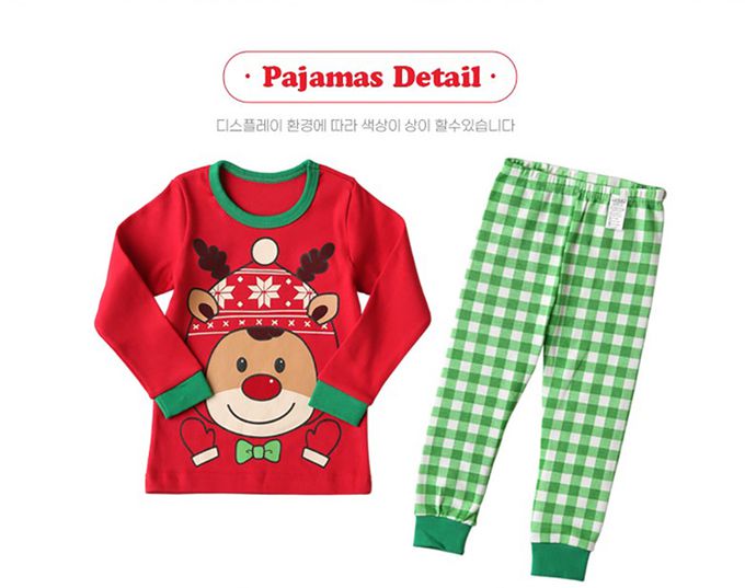 正韓 Puco - 超優質嬰幼兒/兒童長袖100% 有機純棉家居服/睡衣-紅帽麋鹿