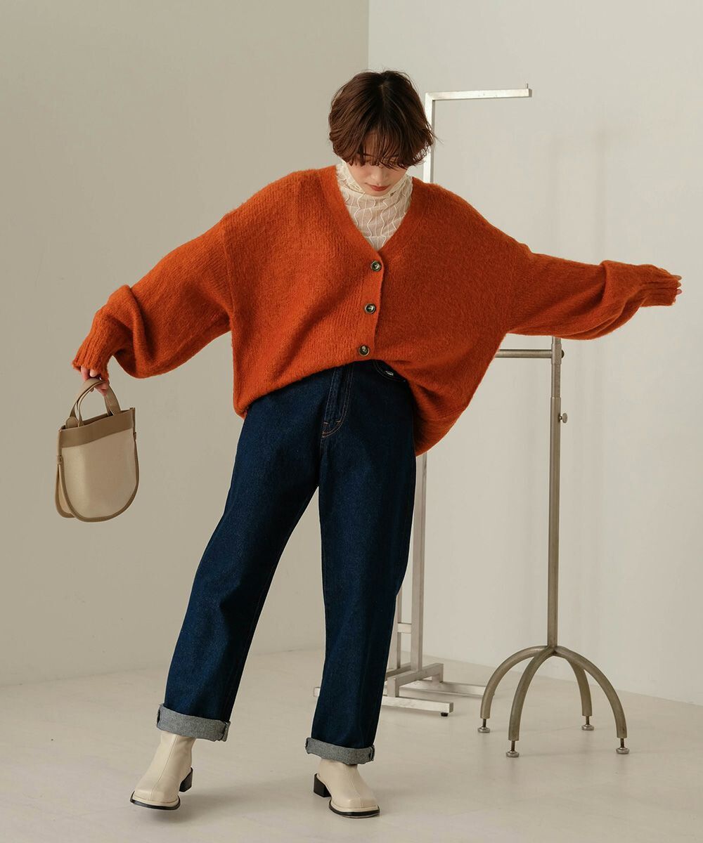 日本 Bou Jeloud - 2way兩穿寬鬆長版針織外套/上衣-磚橘