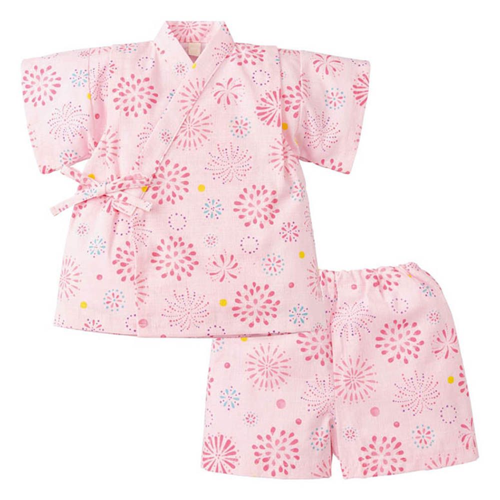 兩件式甚平-煙火-粉紅色-日本製