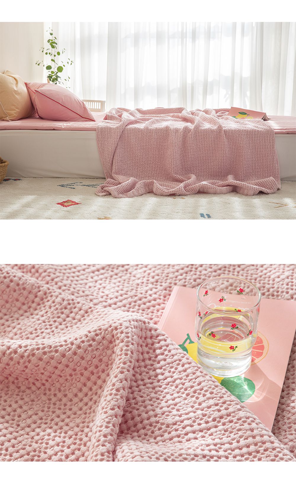 韓國 Maatila - (兒童款)天絲莫代爾鬆餅被毯-草莓優格 (130X170cm)