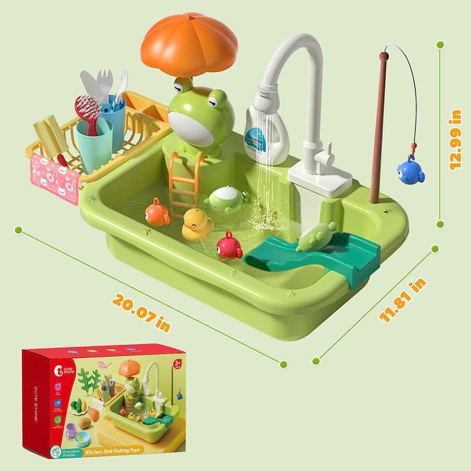 CuteStone - 兒童趣味釣魚與洗碗機2合1套裝玩具