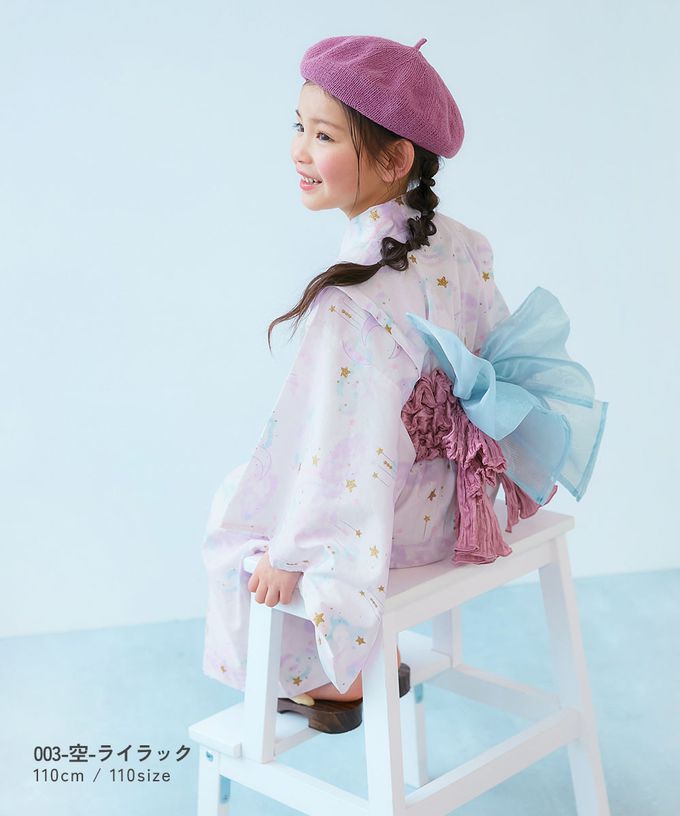 日本 devirock - 夢幻印花輕鬆套頭式純棉浴衣(2件組)-貝殼-黃粉藍