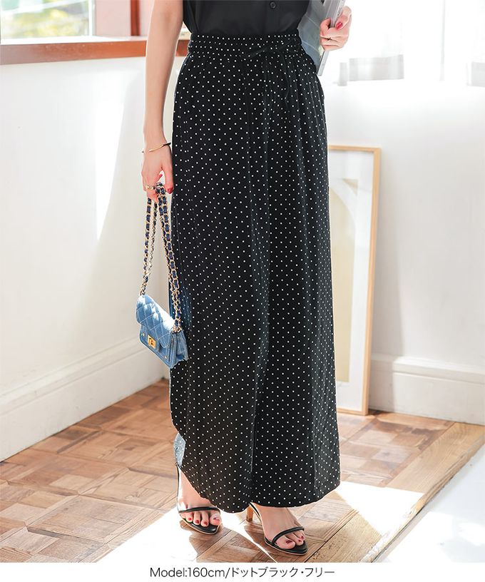 日本 Kobe Lettuce - 清爽棉麻鬆緊休閒寬褲-水玉-象牙 (F)