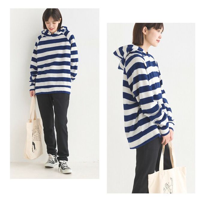 日本 OMNES - 防靜電 微絨休閒連帽長袖上衣-白