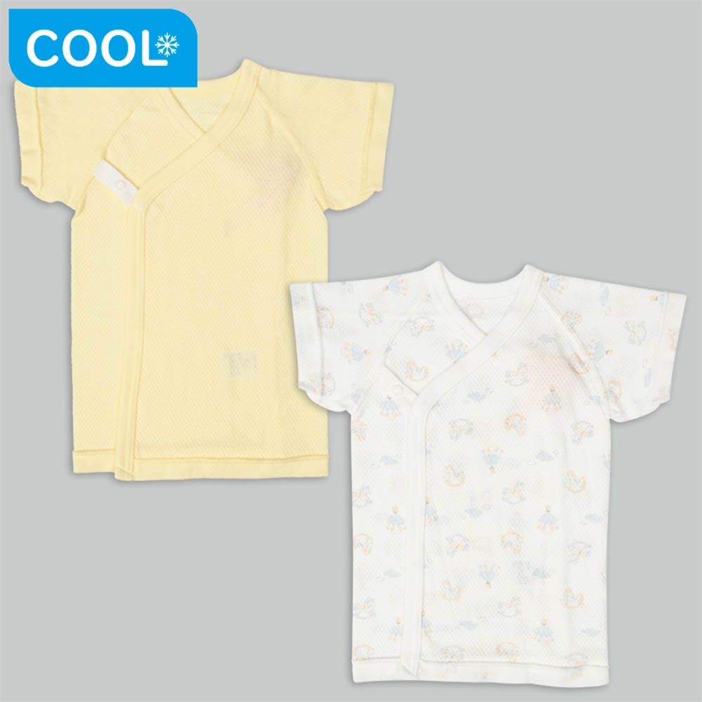 短袖網眼肚衣2件組按扣款-木馬-黃色 (50cm)