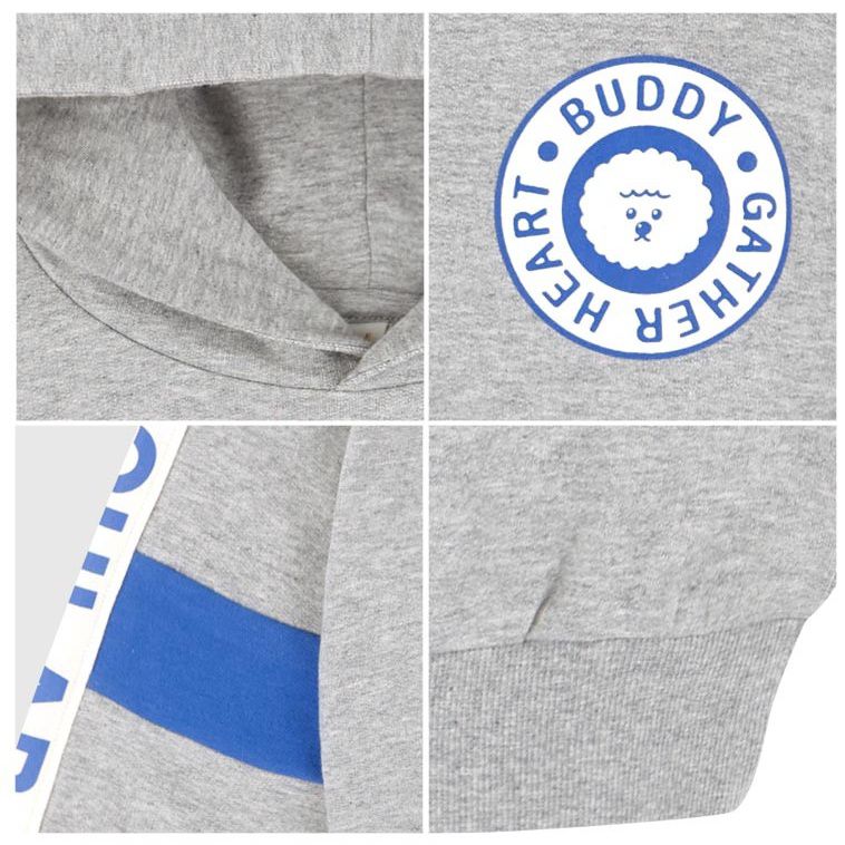 韓國 HEJMINI - 小白狗徽章連帽T