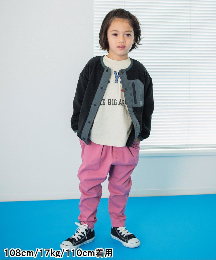 日本 BREEZE - 古著撞色輕質短毛外套-米白x軍綠