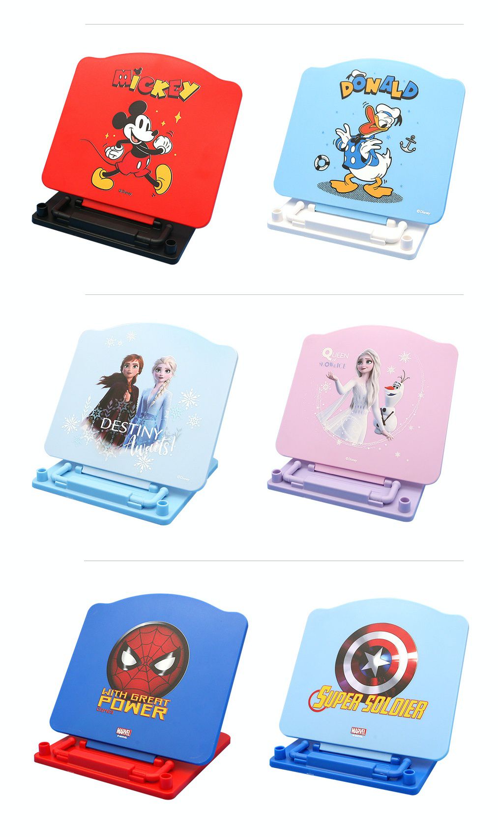 簡易可調整式閱讀書架-卡通人物艾莎與雪寶-粉+紫色 (20.8*24.2*2cm)