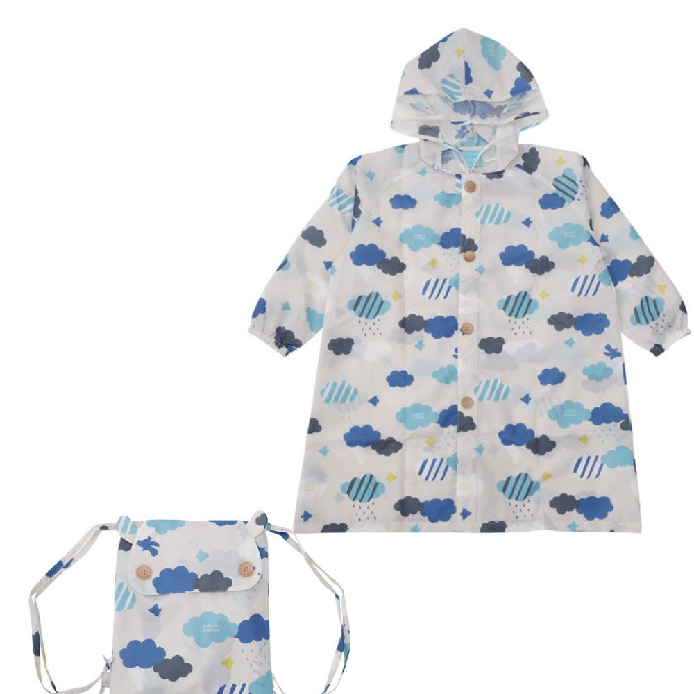 日本 kukka hippo - 小童雨衣(附收納袋)-雲朵飄飄