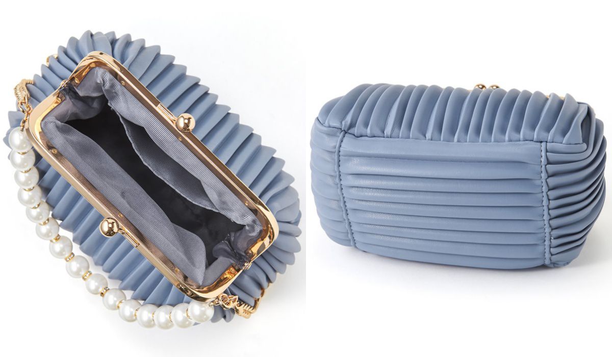 日本 GRL - 珍珠提鍊貝殼紋口金手提包/側背包-白