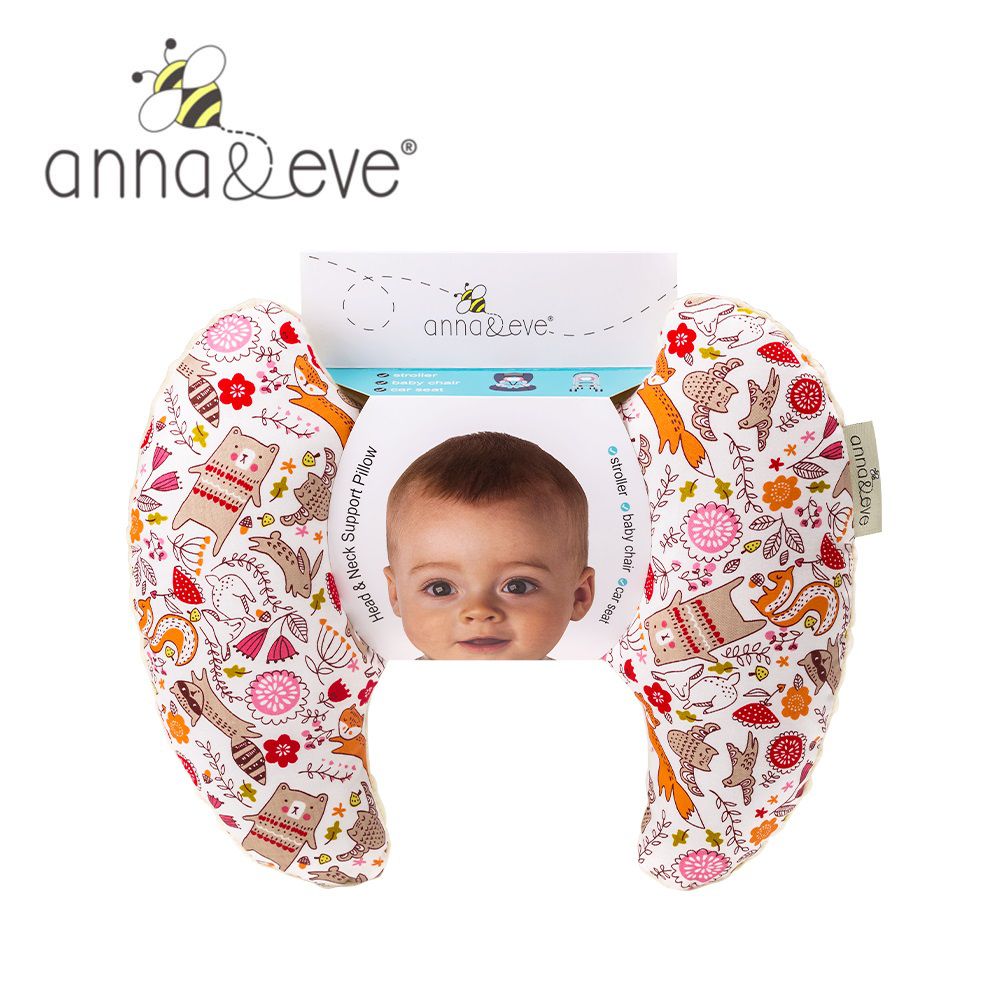 Anna&Eve - 美國嬰幼兒頭頸支撐保護枕-白色動物俱樂部