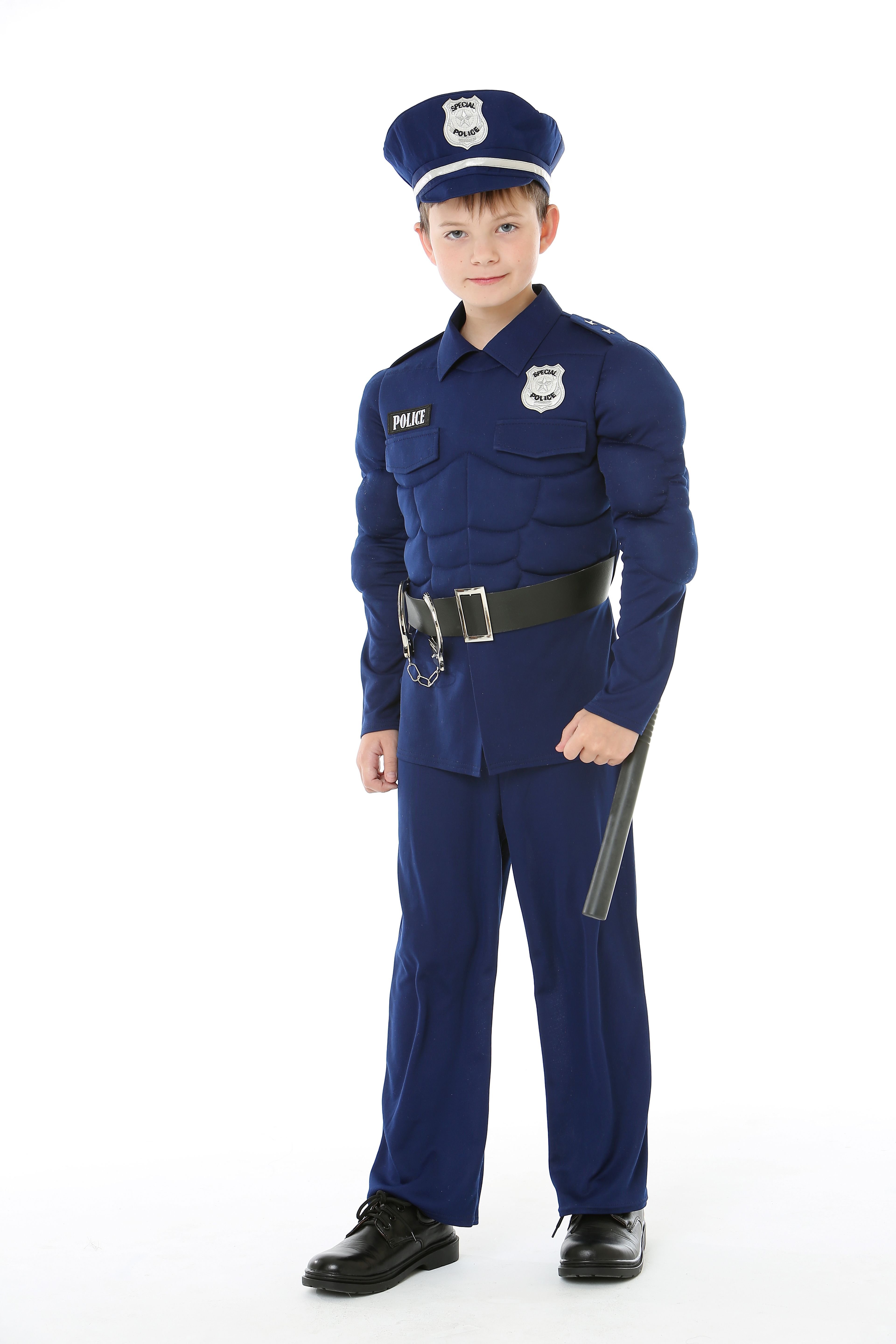 Love, Charlotte - 立體胸肌警察-藍警察褲裝-內含上衣+褲子+帽子+腰帶