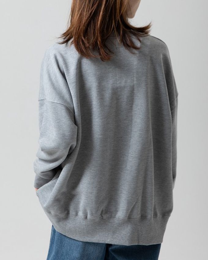 日本 gleam - 裏毛寬版學院風花卉大學T-炭灰