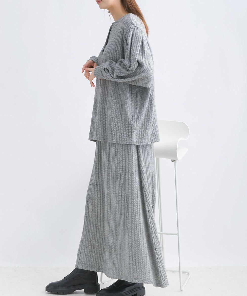 日本女裝代購 - 溫柔麻花針織不規則長裙-薰衣草