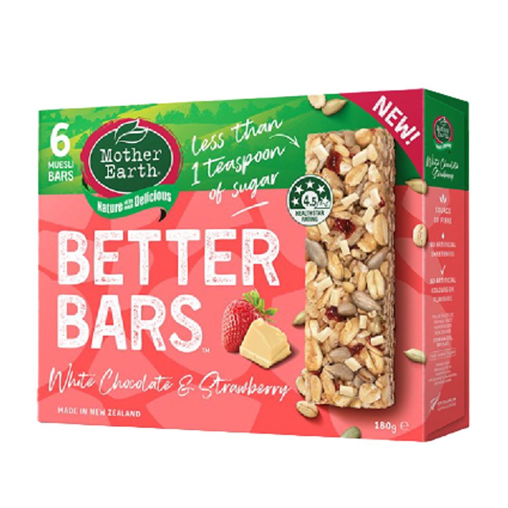 壽滿趣 - 紐西蘭 Mother Earth營養好棒棒180g-草莓牛奶巧克力 (6 bars/每盒)-效期2021-12-25
