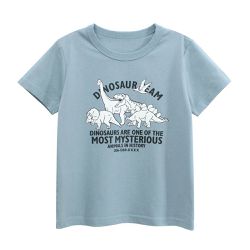 27KIDS - 純棉短袖上衣-恐龍集合-淺藍