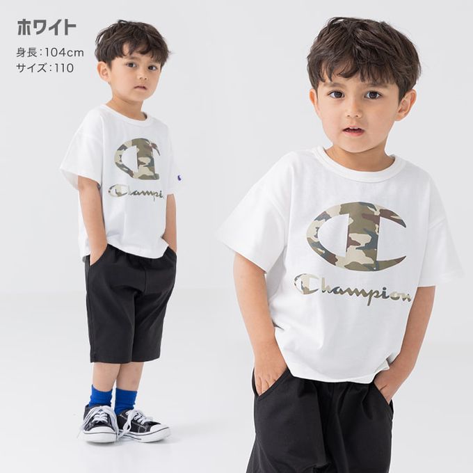 日本 Chil2 - Champion聯名 短袖上衣-迷彩logo-黑