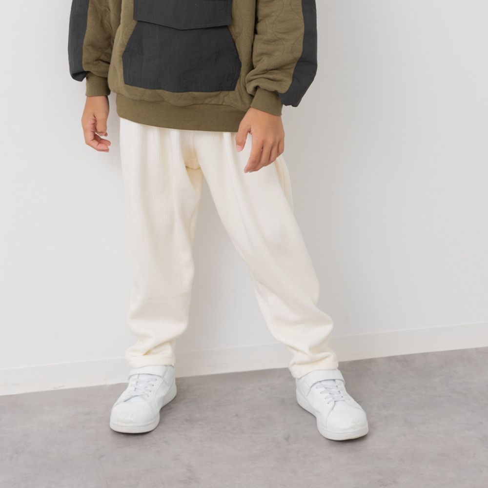 內刷毛羅紋百搭寬鬆長褲-奶油米