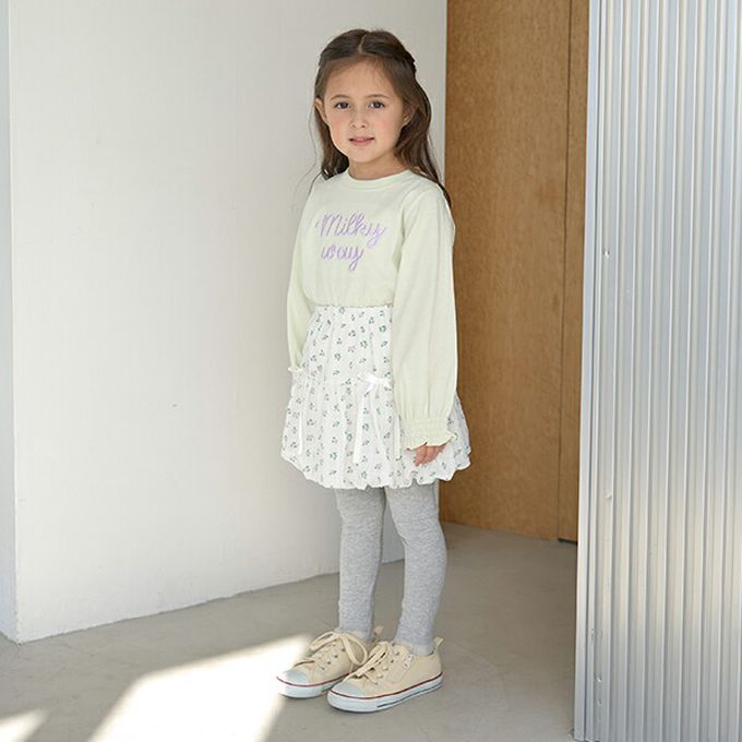 日本 Lycee mine - 下擺酷甜薄紗合身九分褲-針織-灰