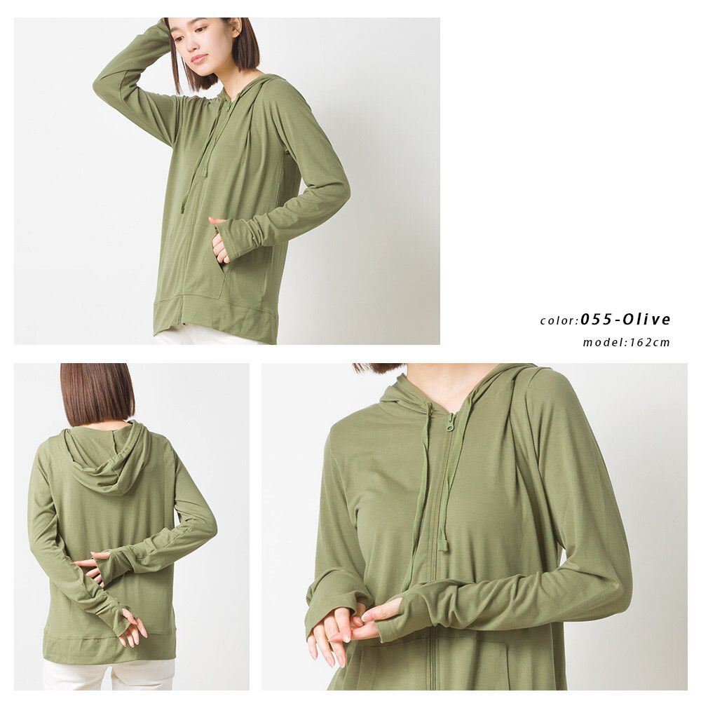 日本 OMNES - 接觸涼感抗UV 連帽長袖外套-黑