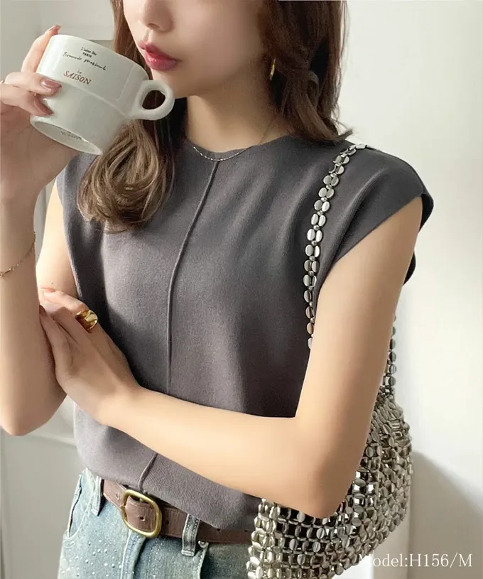 日本 Classical Elf - 夏季清爽感法式袖針織上衣-深灰