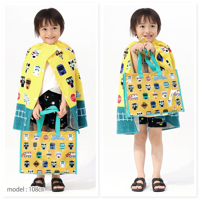 日本 ZOOLAND - 防水PVC手提袋/游泳包-兇猛鯊魚-黑色 (25x34cm)