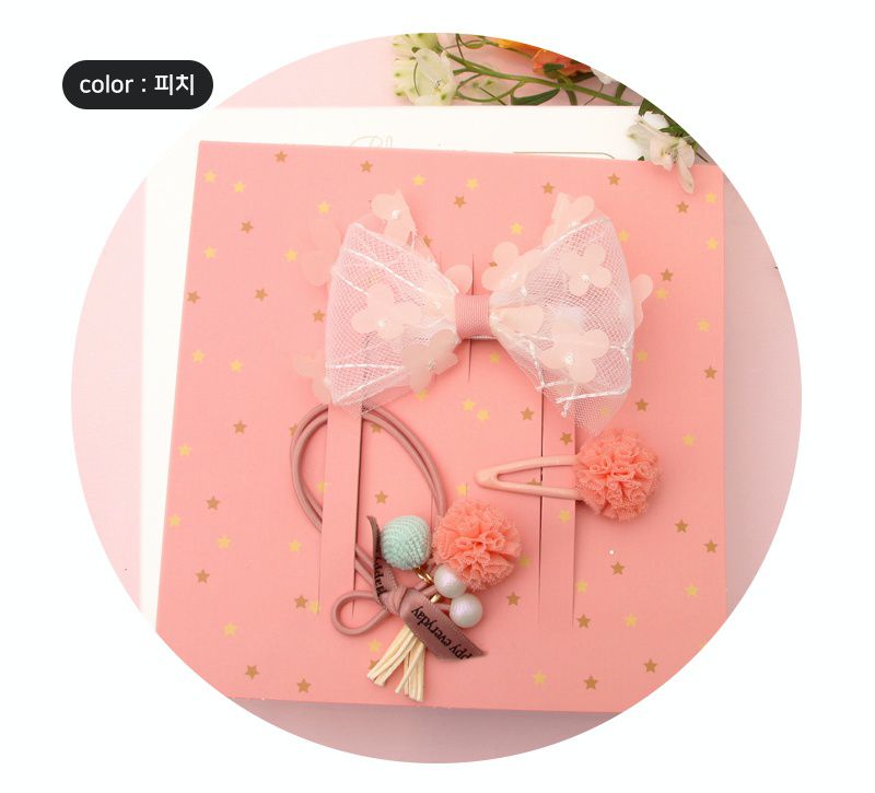 韓國 Bimbo Bimba - 髮飾禮盒組-蜜桃粉A