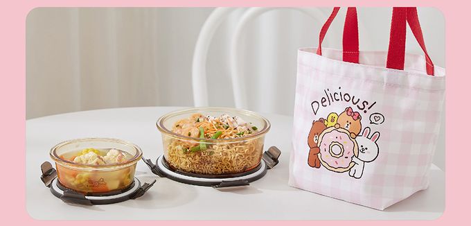 Hiromimi - LINE FRIENDS 琥珀玻璃保鮮盒-甜點-450ml、950ml