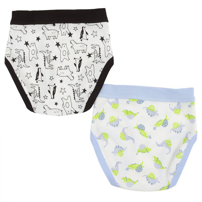 akachan honpo - 三角褲2件組-恐龍&動物-米白色
