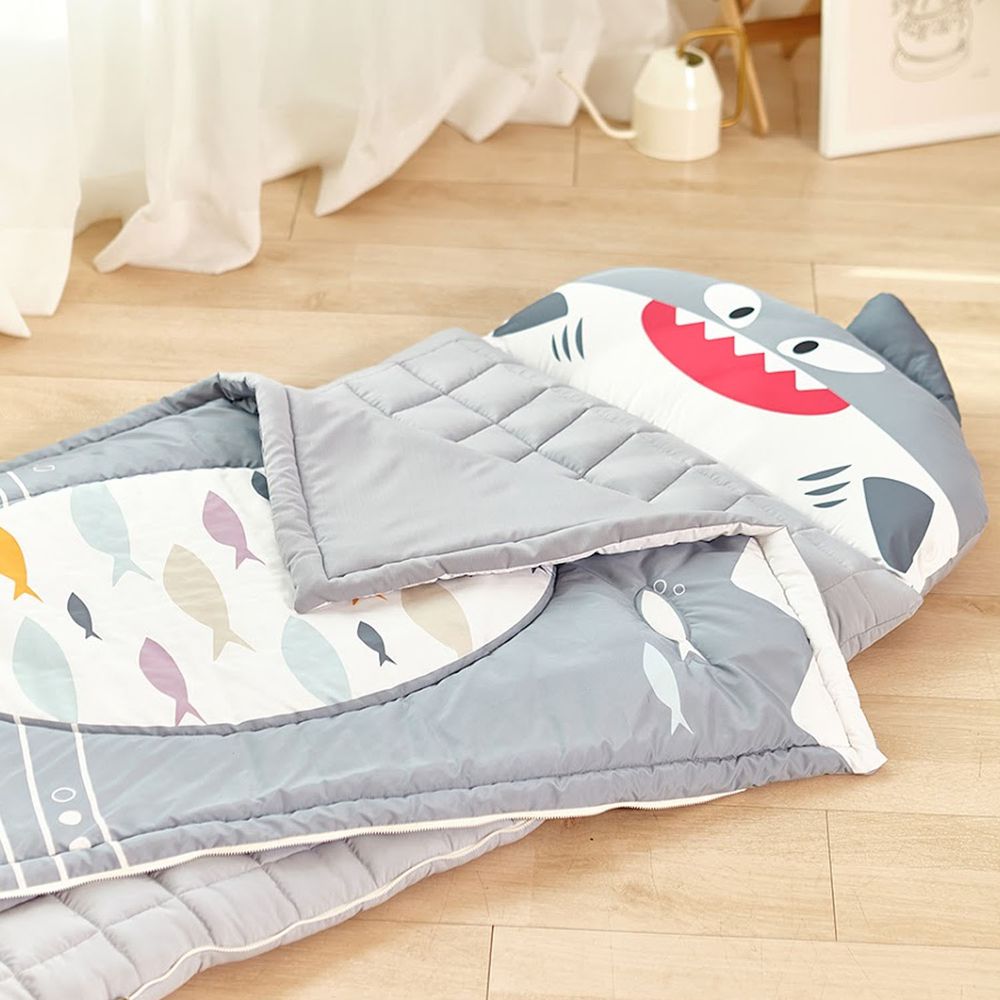 韓國 Hello HiZoo - 手工製莫代爾防蟎抗菌動物兒童睡袋(枕頭+睡墊+被子+收納袋)-天王鯊 (70x140cm)