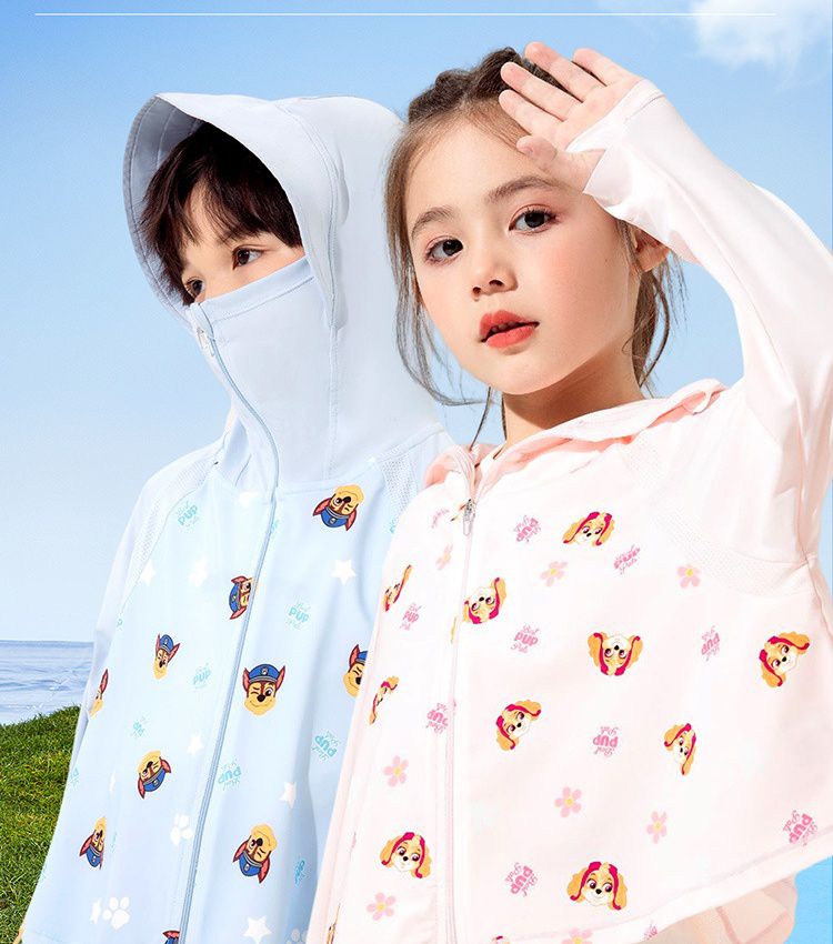 UPF50+汪汪隊兒童連帽防曬外套-滿版卡通人物天天-粉色