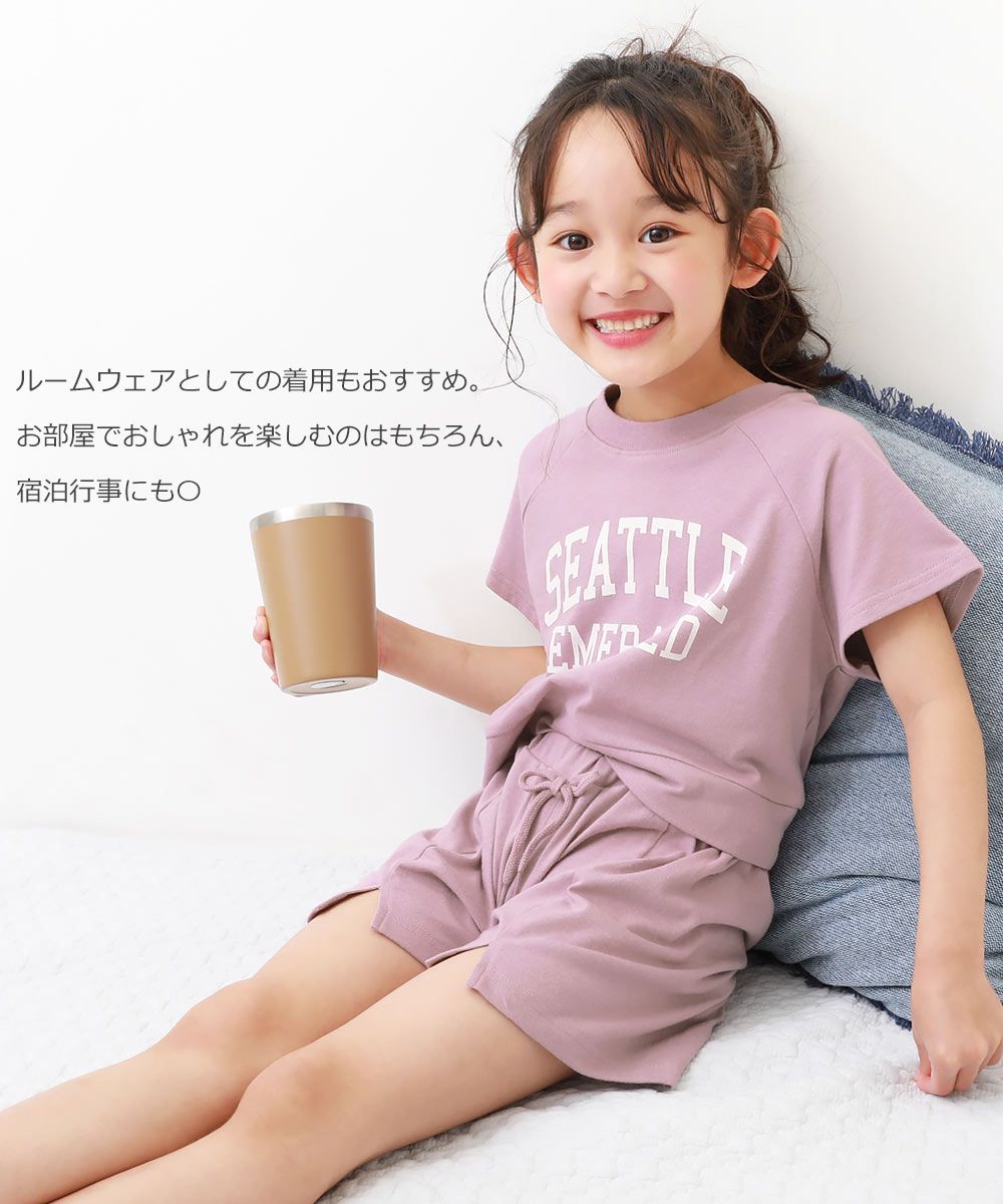 日本 devirock - 大學T風格純棉圓領短袖套裝-淺灰